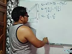 suggestive teacher shows tangent cotangent to nerd student in bedroom