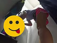 hidden cam spies curvy blonde milf's hairy pussy big ass no panties in fitting room