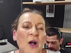 grandma pays rent with milf pussy bent over doggystyle for young cock quickie