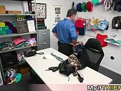 long legged redhead milf caught shoplifting pays with her mature pussy now!