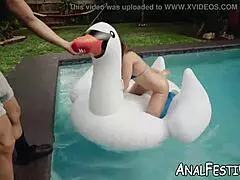 Natural Tits Babe Charley Hart Drilled Deep in Pool Cowgirl Anal