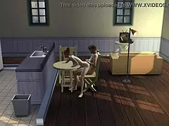 innocent stepsis bounces wildly on bro's lap like a naughty pony at the desk