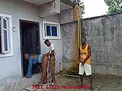 Neighbors join me for outdoor rainy day fuck fest. Petite teens take turns riding hard.