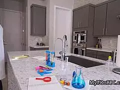 Slutty Cougar Scientist Rides Lab Partner's Massive Black Cock In Reality Scene