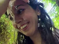 Skinny Teen's Face Drenched in Public Locker Cum Walk