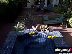 naked asian teen lily andrews tempts with natural curves poolside