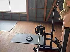 nude workout got so naughty my big tits milf rides cock fitness lesson!!