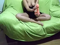 exploding in ecstasy on couch riding my thick 8 inch dildo waves of pleasure hit hard