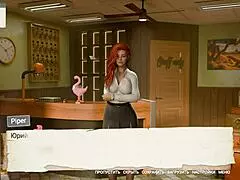 redhead milf maid in stockings rides huge cock cowgirl but don't tell stepmom