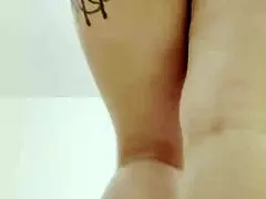 Blonde with big natural tits and huge ass shakes boobs in tight miniskirt