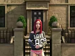 Law school cutie gets teasing massage turning into horny redhead roleplay kisses