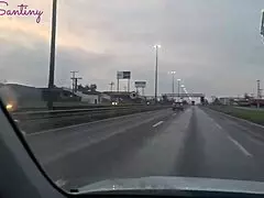 Cop husband almost spots monster cock car pounding?