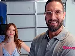 Mechanic Stepdaddy Inspects Petite Teen Pussy Dipstick