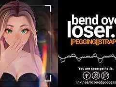 Femdom college girl straps on for rough ass-to-mouth bending loser over