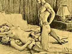 vintage babe spreads her hairy beaver in retro erotic bedroom tease