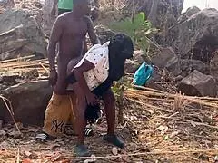 Ebony babes threesome fuck big asses doggystyle from river to mountain top