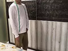 Chubby milf's fat tits bounce wildly during raw tailor doggystyle pounding