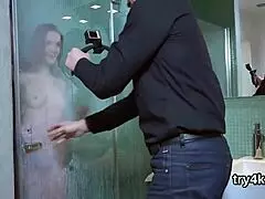 Innocent teen blows pov then narrow pussy banged hardcore