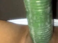 kissesxxx rams huge cucumber deep in her squirting ebony pussy outdoors for messy cumshot