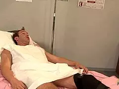 beautiful big boobed blonde nurse slurps big cock then tits it in hospital