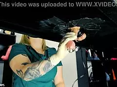 Naughty Nurse Milks Patient's Huge Cock with Toys, Latex Gloves and Jizz Explosion on Desk