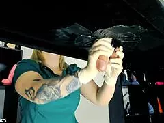 Naughty Nurse Milks Patient's Huge Cock with Toys, Latex Gloves and Jizz Explosion on Desk