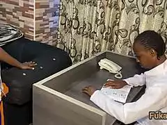 Naughty ebony student's curvy big ass tempts teacher into office BBC pounding frenzy