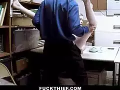OFFICER MAKES TEEN SUCK BIG COCK TO LEAVE STORE THEN DOGGY POUNDS HER BENT OVER