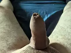 waking up horny close-up cock stroke solo bedroom masturbation