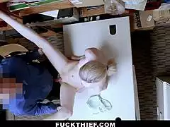 OFFICER MAKES TEEN SUCK BIG COCK TO LEAVE STORE THEN DOGGY POUNDS HER BENT OVER