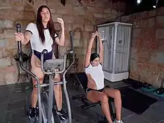 melany latina's workout flips to doggystyle threesome riding huge cocks muff diving