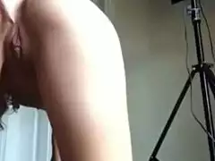 wet teen pussy gets toyed hard while she rides that dildo solo...