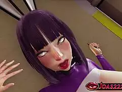 hyuga hinata bunny cosplay big tits 3d pov fingering wet pussy licked double vibrator squirt