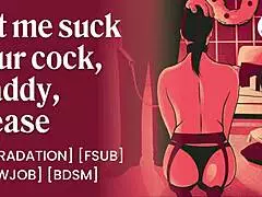 Facial cumshot on bound submissive bdsm brat roleplay daddy wet pussy toy