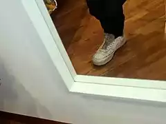 crazy sexy neighbor strips leather jacket flashes ass teases with dirty talk and piss play