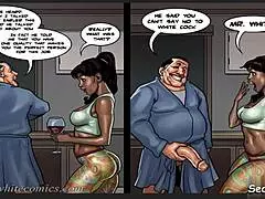 cheating husband brutally face fucks sexy ebony maid kitchen perky tits.