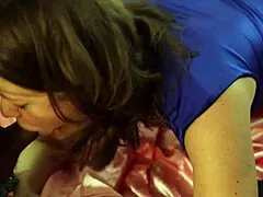 French Amateur's Tight Satin Panties Hike Up for Anal Spanking