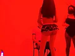 this scruffy man invites us to exclusive balcony catwalk for her sexy lingerie dance