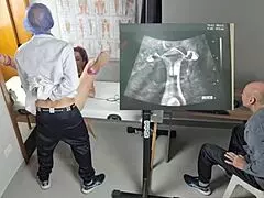 Wife's gyno exam turns wild as doctor fucks her hard behind clueless cuckold husband's back 😏👀