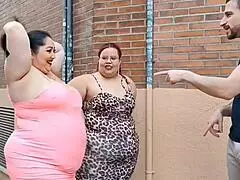 Two flirty BBW Latinas tease then deliver huge tits and asses for one lucky guy's wild ride?