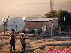 hot babe sneaks away to ride border officer's cock in office scandal