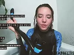 skinny bikini babe teases spandex poolside into sexy underwater aquafilia moment