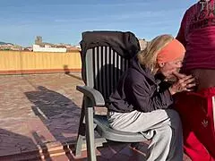 I Suck Neighbors Cock And Swallow Cum On Balcony Terrace