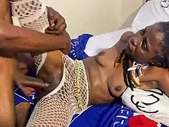 Damn! African bad bitch face fucked rough then dogged hard missionary style!