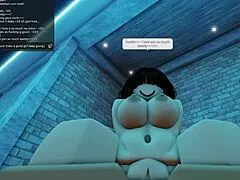 Teasing personal playmate while slutty princess watches Roblox condo antics