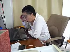 secretary fucked deep with dildo on hidden office security cam