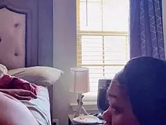 pretty fat ebony curvy slut sucks wet sloppy cock with ball licking before hardcore facial cumshot and cim spitting