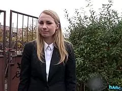 cute babe sucks and fucks horny cock outdoors for cash