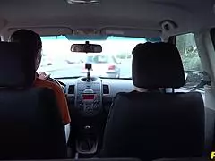 the amazing brunette driver in hot stockings gets her tight ass poked hard in the car outdoors while riding and fucking wildly