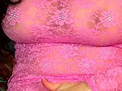 Feeling the intense pleasure as this bodacious brunette babe pops her pussy on the sofa in heels and fishnets.